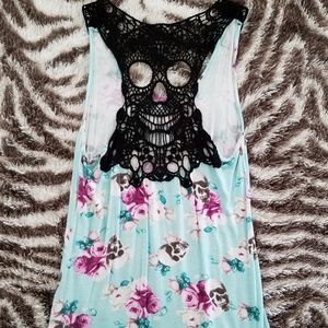 Skull embroidery tank top